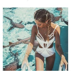 White One Piece Cutout Bathing Suit - Brand New